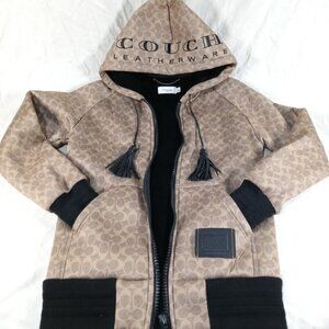 NEW Rare Brown Coach Leather Wear Vintage Hoodie Size XSmall Women Zip-up Jacket